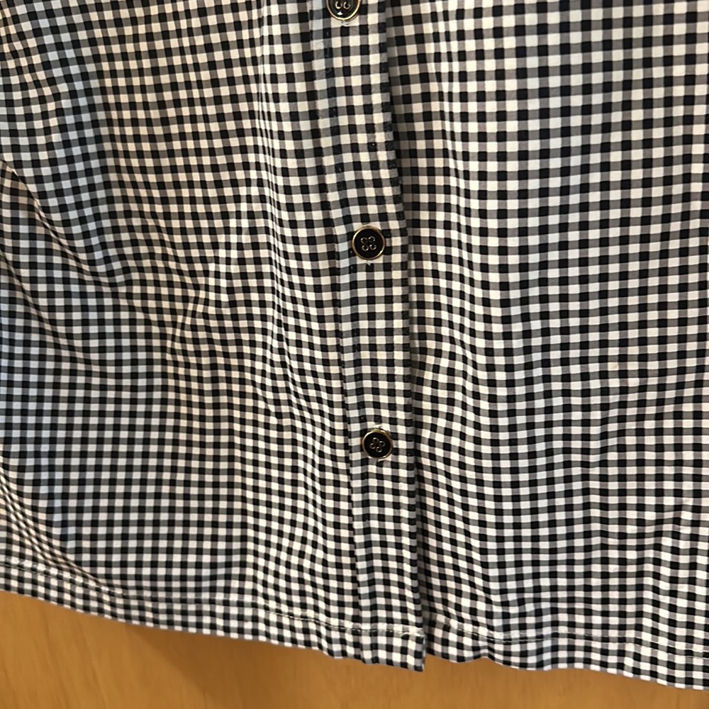 J. McLaughlin Women’s Gingham Button Down Knit Shirt Black White Size Large - Picture 4 of 11